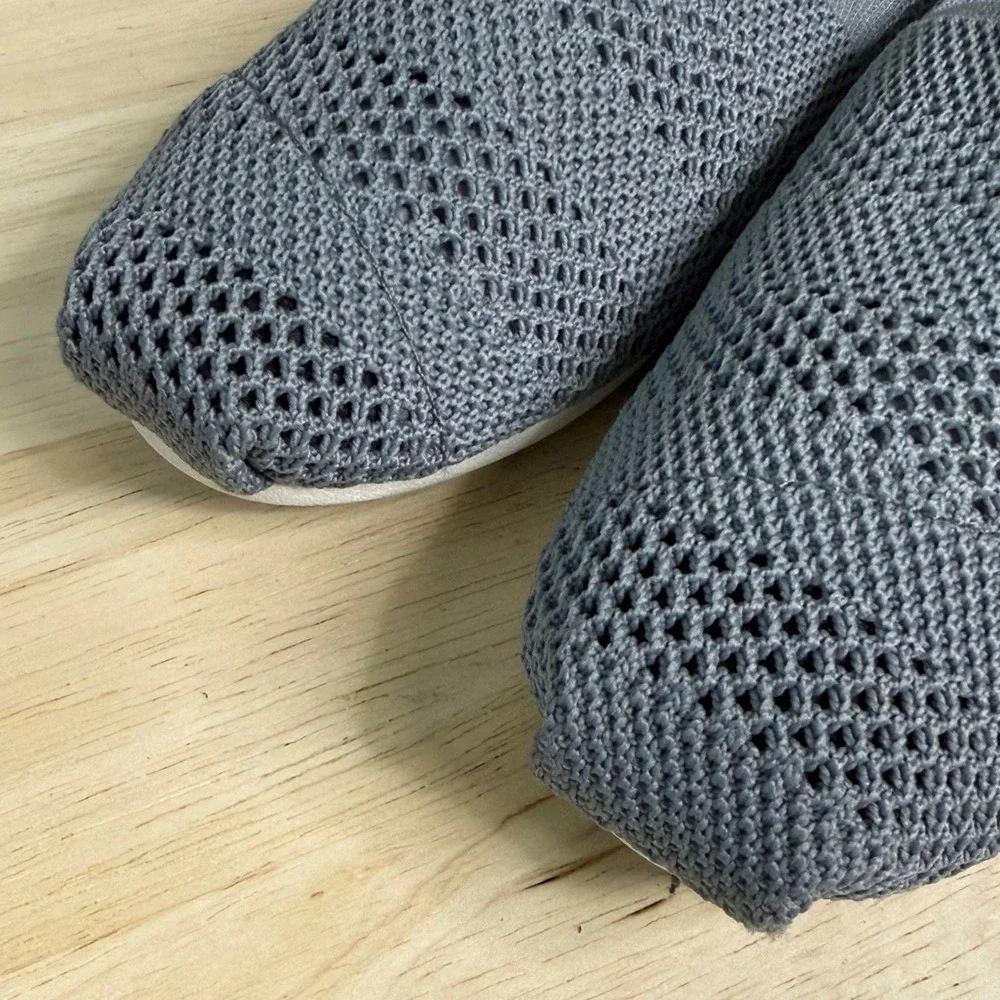 Skechers BOBS Women 8.5 Grey Knit Memory Foam Slip On Flats 33406 Peace and Love